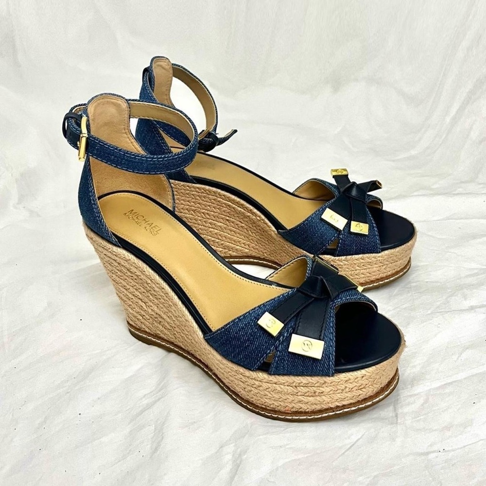 Michael Kors Ripley Womens Wedge Denim Sandals